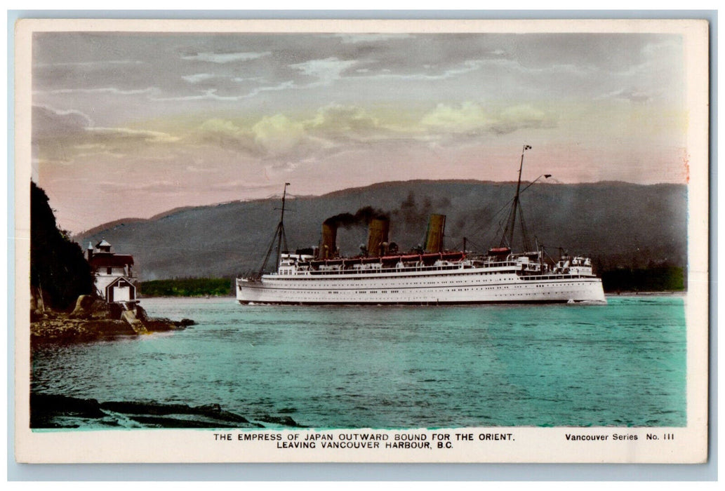 c1950's Empress of Japan Outward Sound Leaving Vancouver BC RPPC Photo Postcard