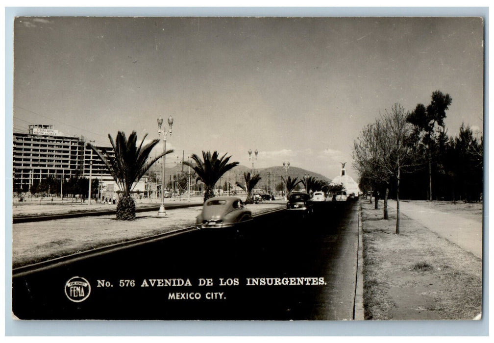 c1940's Insurgentes Avenue Mexico City Vintage Posted RPPC Photo Postcard