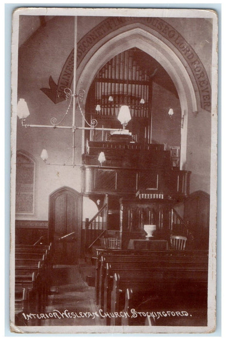 c1940's Interior Wesleyan Church Stockingford England RPPC Photo Postcard