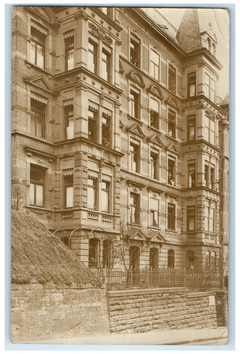 1909 Window View of a Building Stuttgart Germany RPPC Photo Postcard