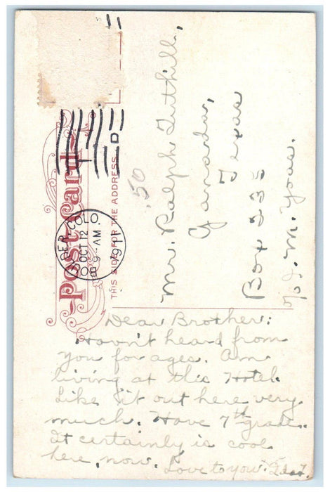1911 Boulderado Hotel Building Scene Street Boulder Colorado CO Antique Postcard