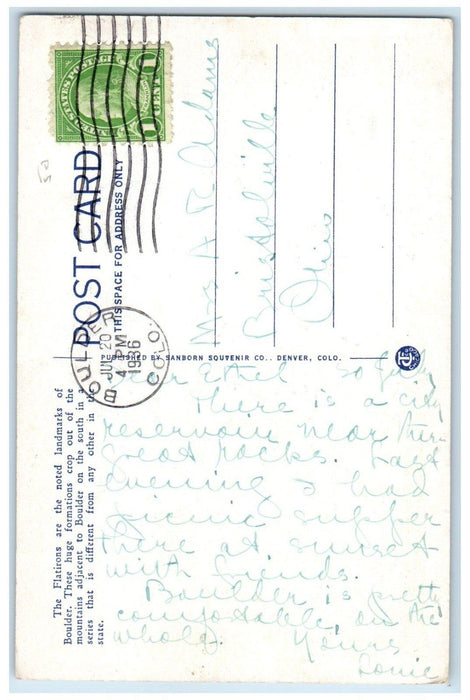 1936 The Flat Irons From The Chautauqua Grounds Boulder Colorado CO Postcard