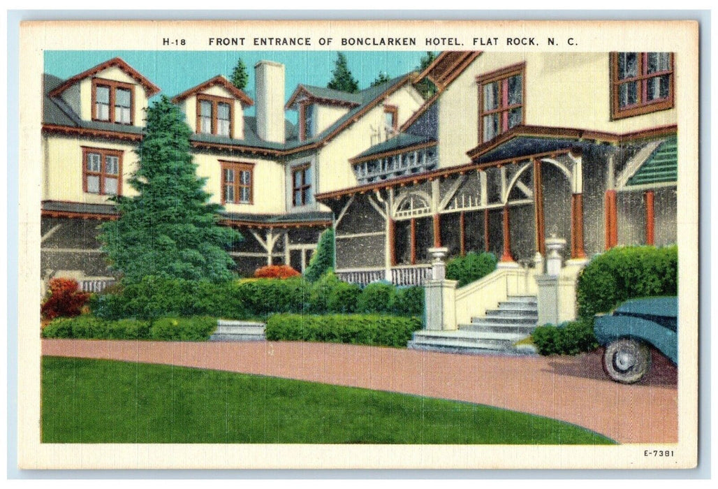 c1940 Front Entrance Bonclarken Hotel Flat Rock North Carolina Unposted Postcard