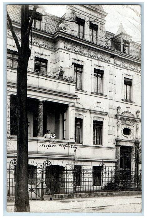 1914 Residence at Big Apartment with Attic on Top Germany RPPC Photo Postcard