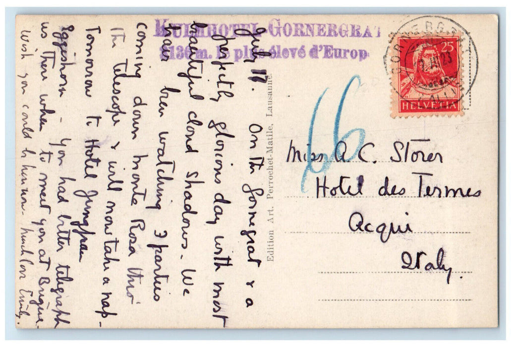 1923 Le Breithorn et Terrasse Du Gornergrat Zermatt RPPC Photo Postcard