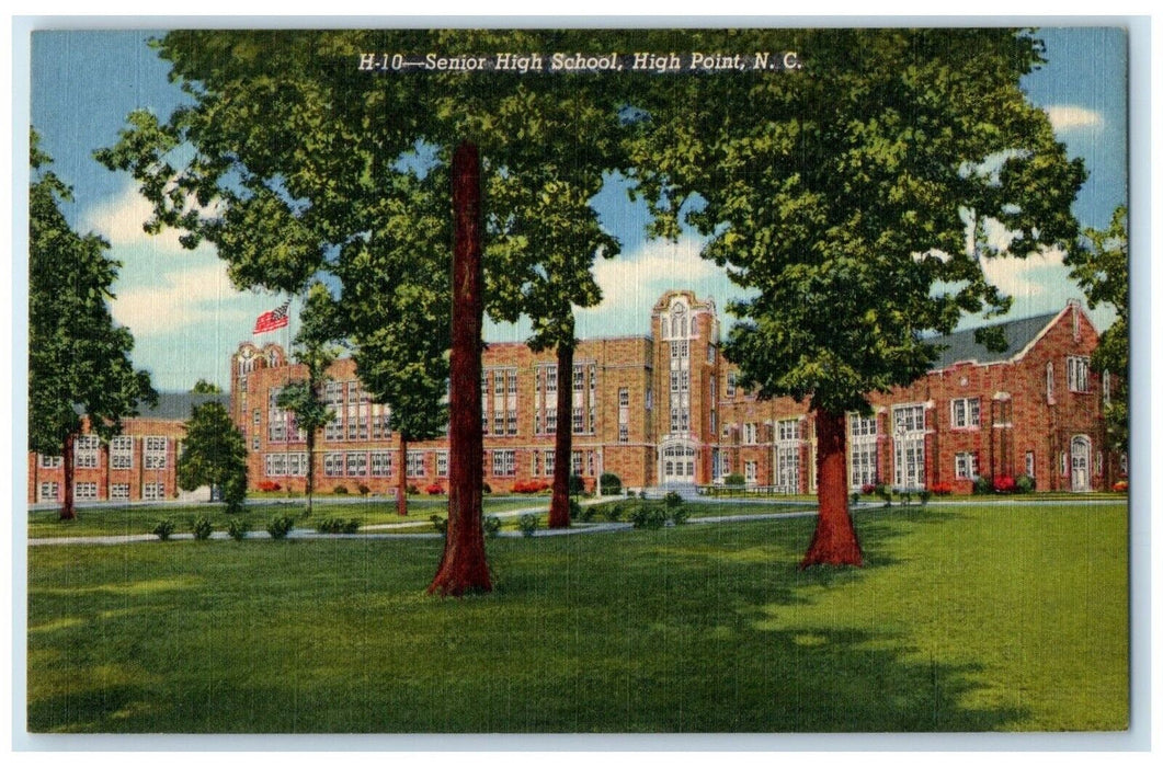 c1940 Exterior Senior high School High Point North Carolina NC Unposted Postcard