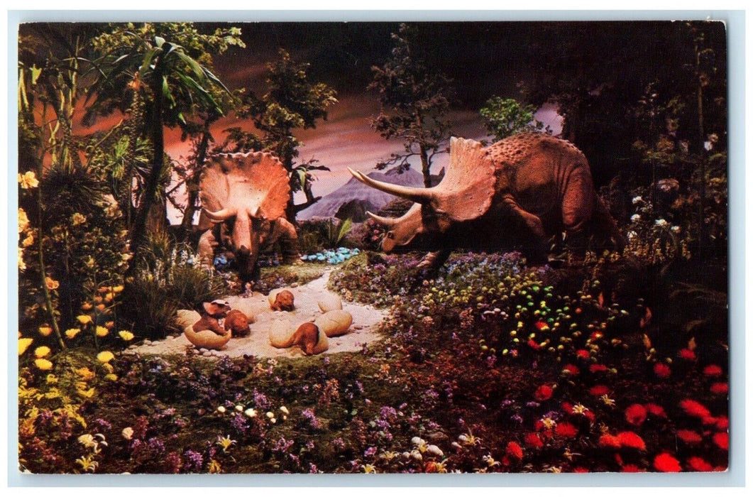 1968 Living Again Walt Disney Santa Fe Dino Railroad Trains Disneyland Postcard