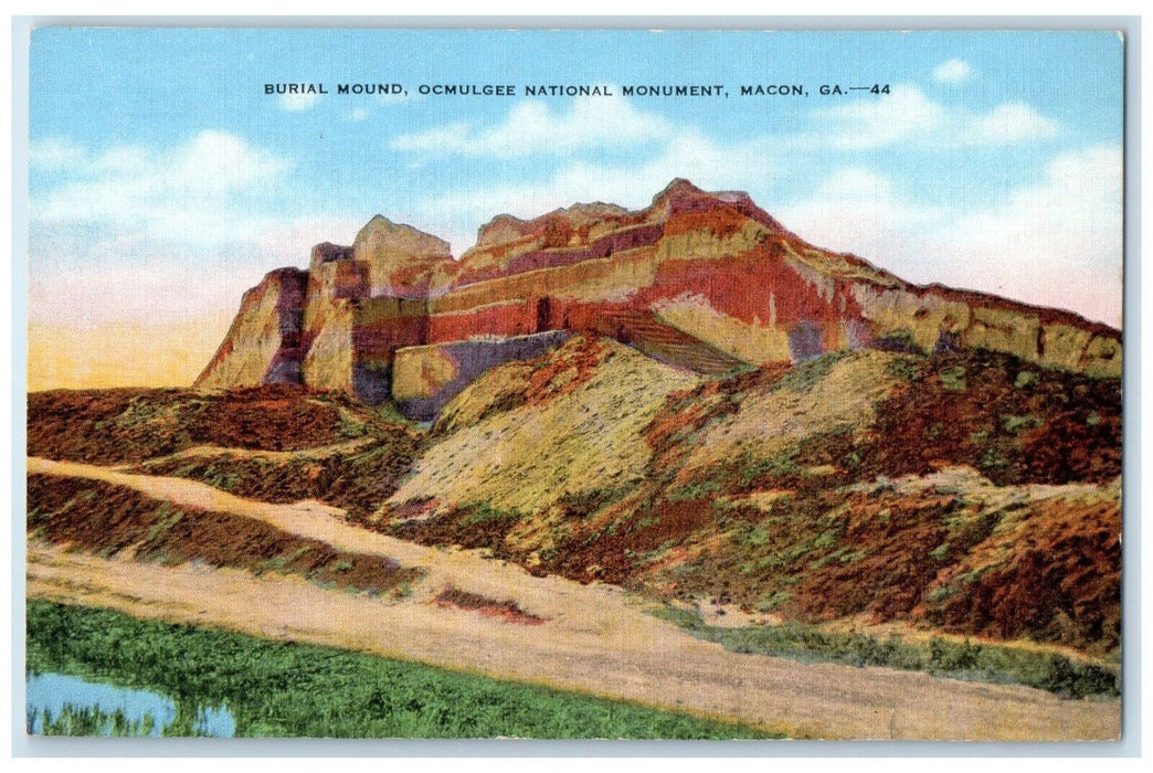 c1940 Burial Mound Ocmulgee National Monument Macon Georgia GA Unposted Postcard