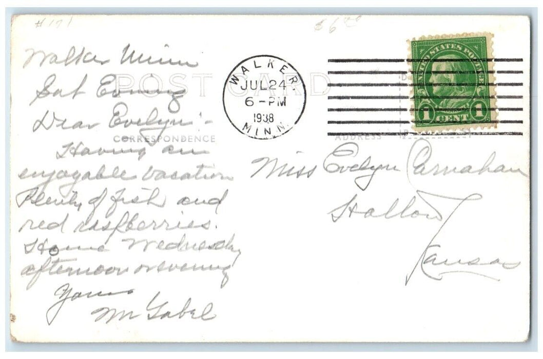 1938 Beautiful Residence At Tianna Farm Walker Minnesota MN RPPC Photo Postcard