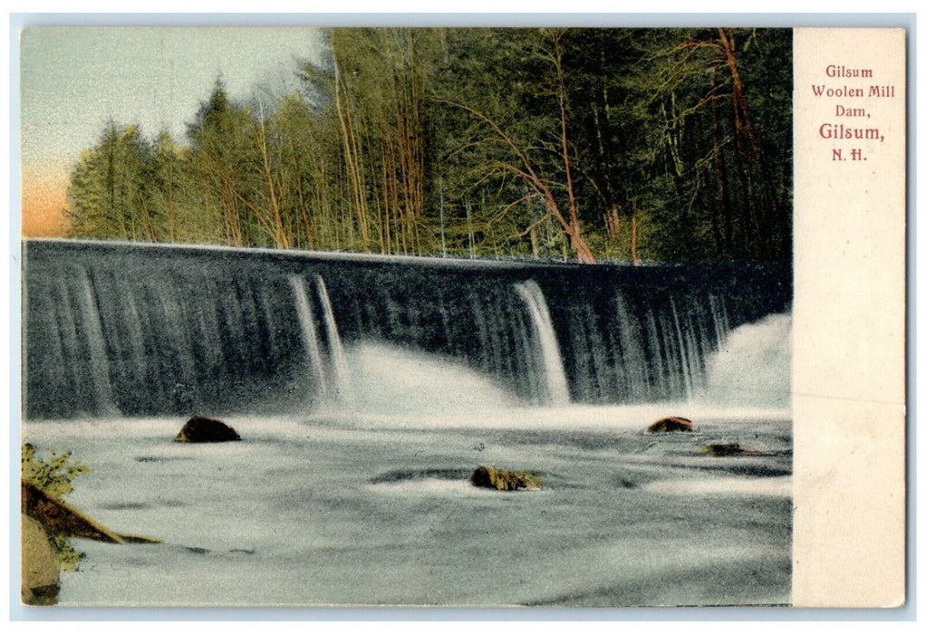c1905 Gilsum Woolen Mill River Lake Dam Gilsum New Hampshire NH Vintage Postcard