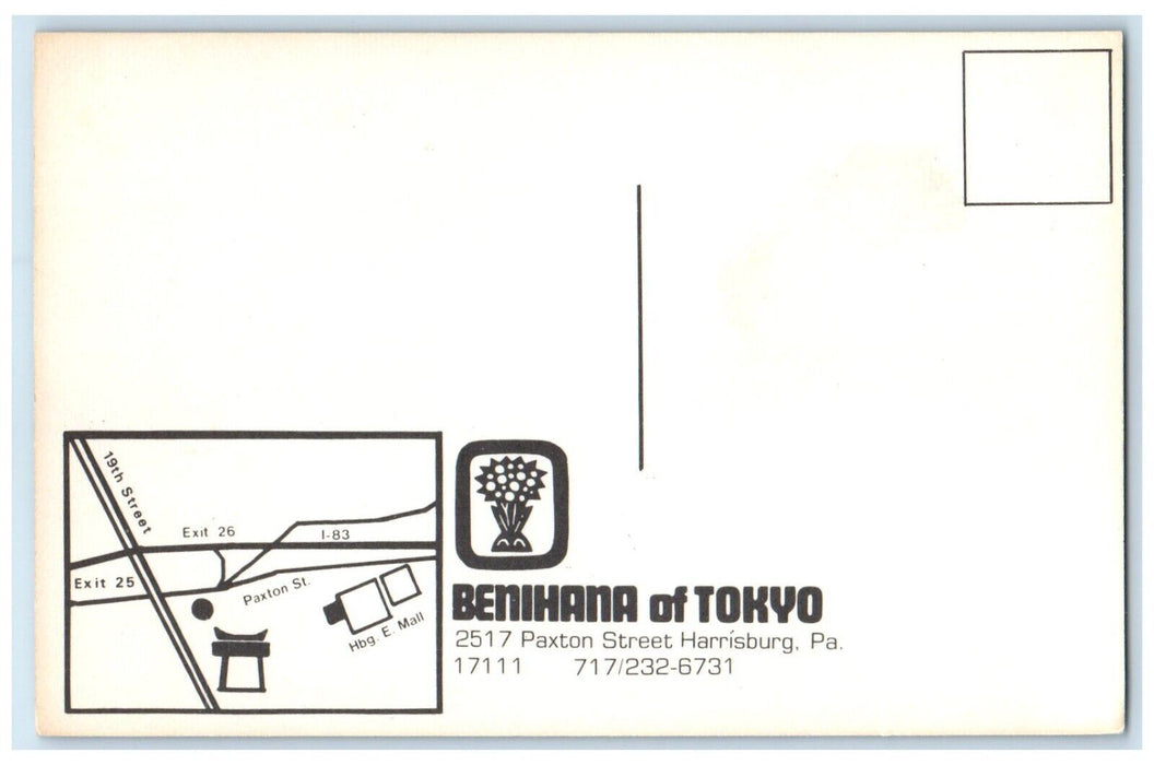 c1960 Benihana Tokyo Paxton Street Chef Harrisburg Pennsylvania Vintage Postcard