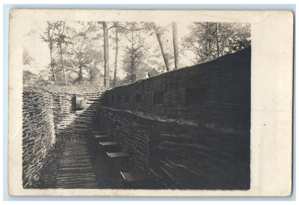 1916 WWI German Trench View War Germany RPPC Photo Unposted Postcard