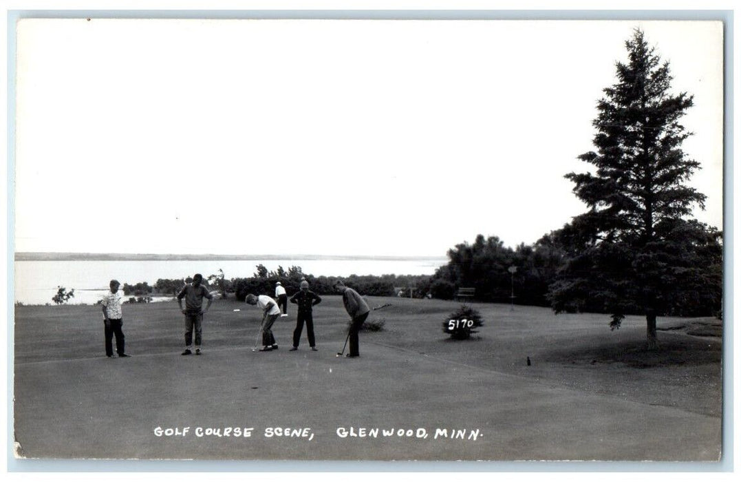 c1950s Golf Course Putting Green Scene Glenwood Minnesota MN RPPC Photo Postcard