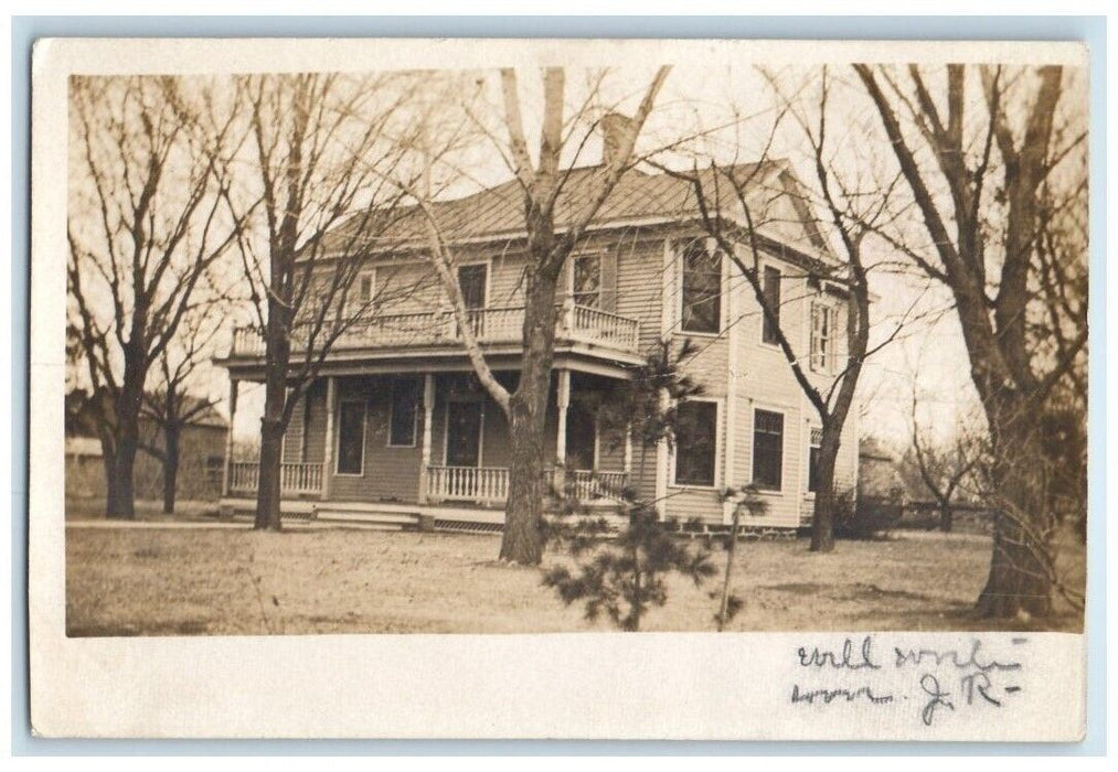 1909 Residence Home View Bennington Kansas KS RPPC Photo Posted Postcard