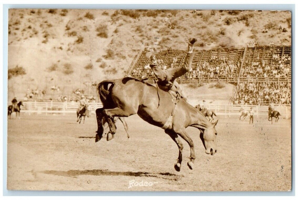 1951 Horse Bucking Cowboy Rider Rodeo Tacoma Washington WA RPPC Photo Postcard