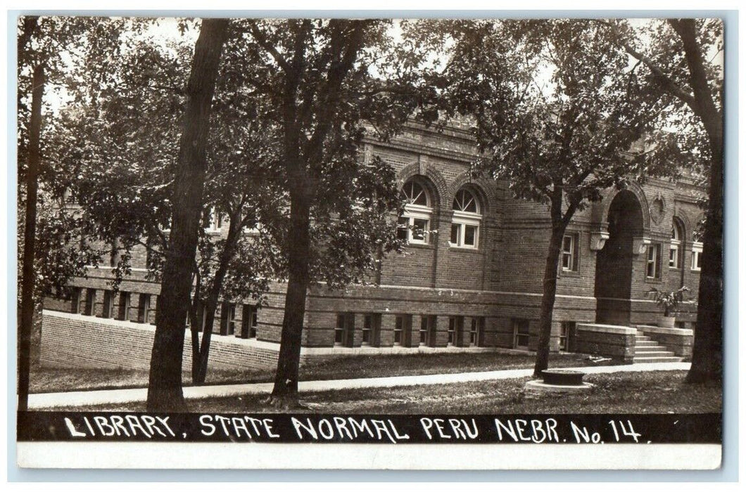 1909 Library State Normal School Peru Nebraska NE RPPC Photo Posted Postcard