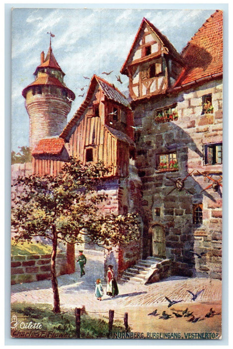 c1910 Vestnertor Castle Entrance Nuremberg Germany Oilette Tuck Art Postcard