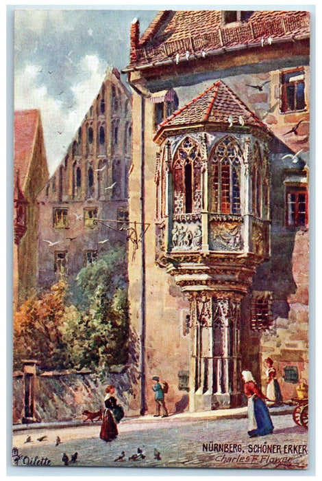 c1910 Schooner Bay Window Nuremberg Germany Oilette Tuck Art Postcard