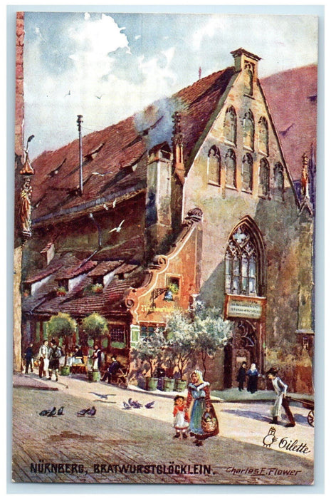 c1910 Bratwurstglocklein Nuremberg Germany Oilette Tuck Art Postcard