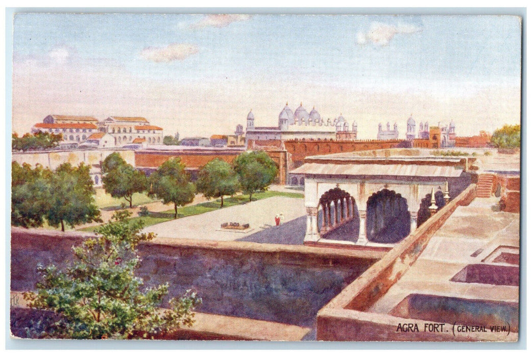 c1910 General View Agra Fort India Unposted Antique Oilette Tuck Art Postcard