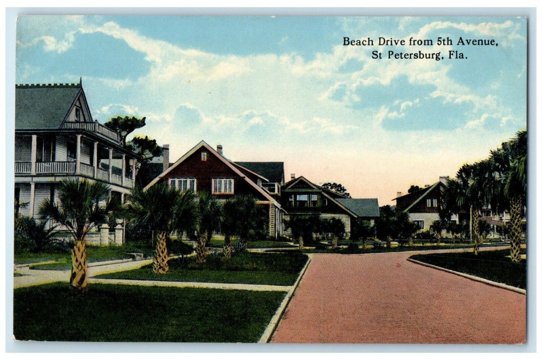 c1910 Beach Drive 5th Avenue Exterior House St. Petersburg Florida FL Postcard