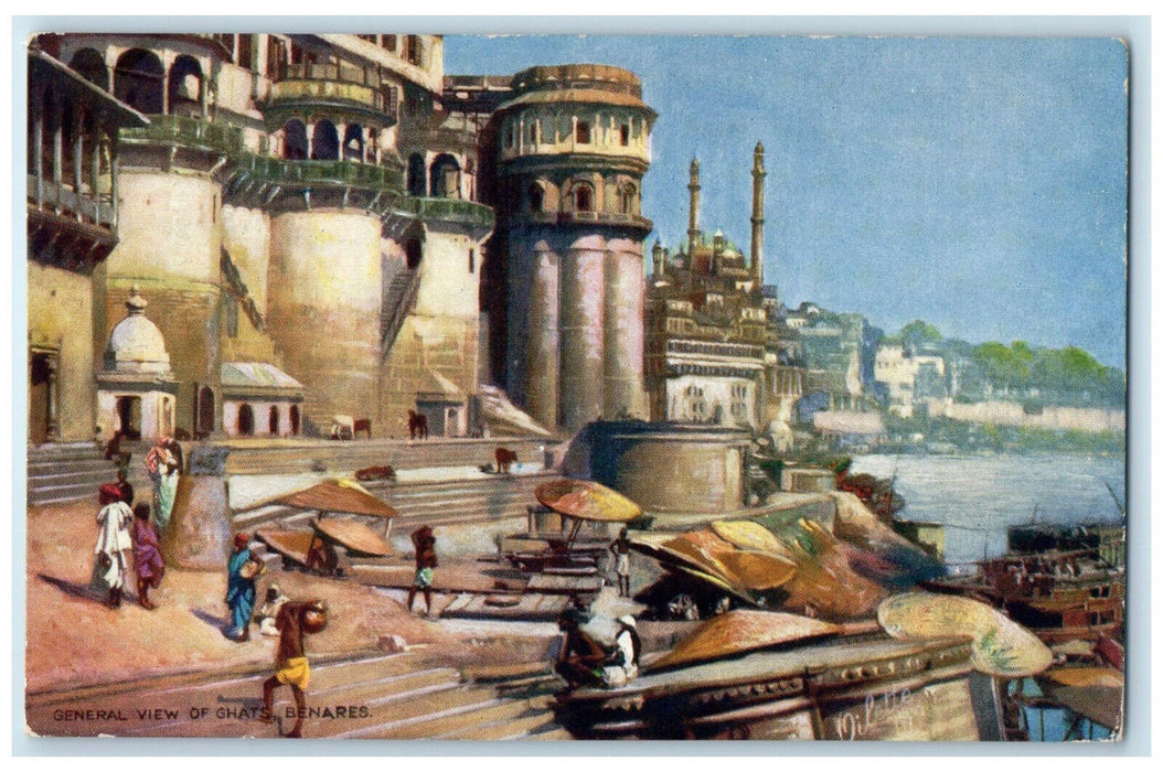 c1910 General View of Ghats Benares India Unposted Oilette Tuck Art Postcard