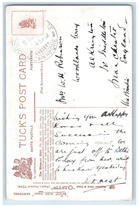 c1910 The Massacre Ghat Cawnpore India Antique Oilette Tuck Art Postcard