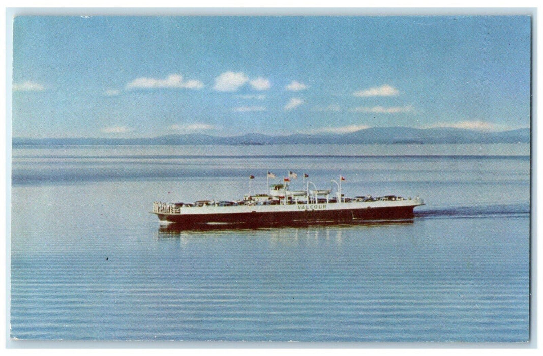 c1960 M.V. Valcour Scenic Ferry Crossing American Shelburne Vermont VT Postcard
