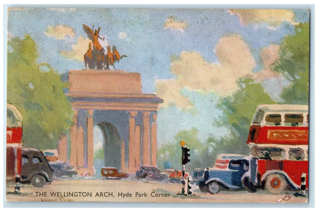 c1910 Wellington Arch Hyde Park Corner London England Oilette Tuck Art Postcard