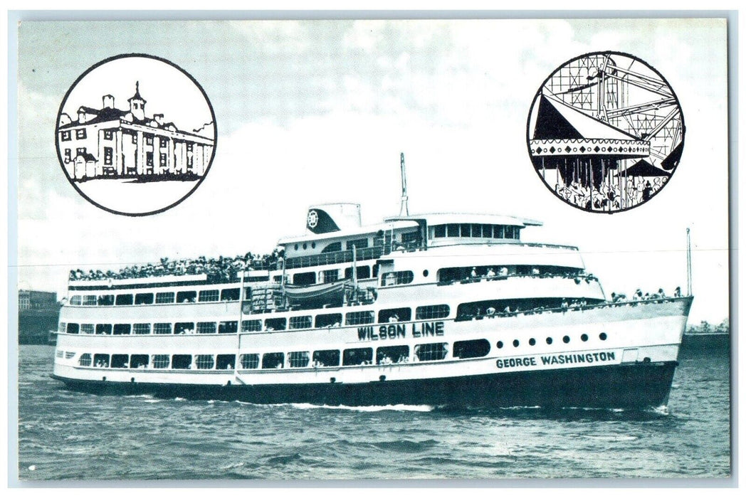 c1940 Potomac River Cruise Wilson Line Marshall George Washington Maine Postcard