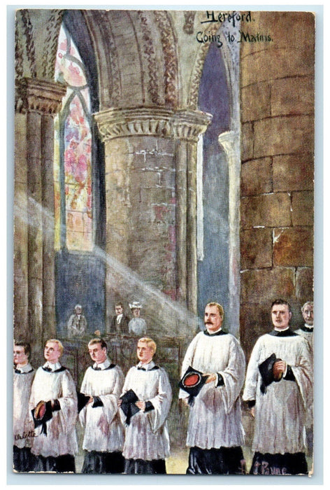 c1910 Sacristan in Hereford Cathedral England Oilette Tuck Art Postcard