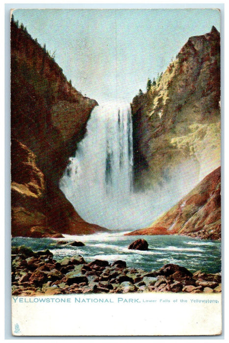 1908 Lower Falls Yellowstone National Park MT Longfellow MN Tuck Art Postcard