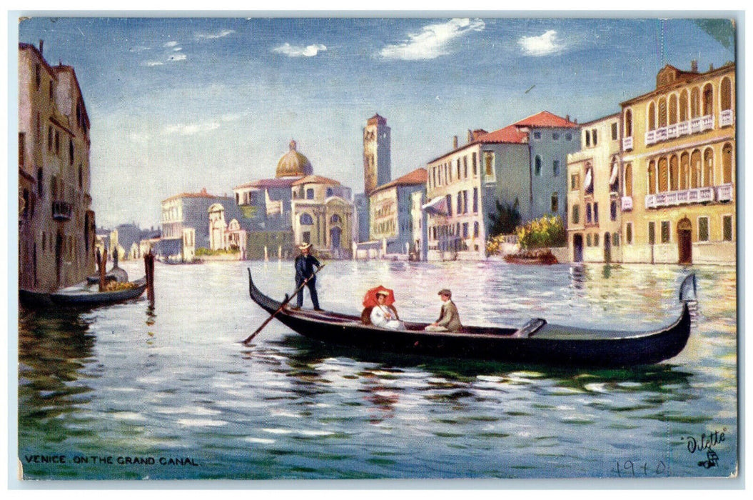 1910 Venice on the Grand Canal Italy Postage Due Oilette Tuck Art Postcard
