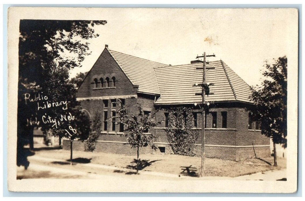 c1910's Public Library Building Nebraska City NE RPPC Photo Unposted Postcard