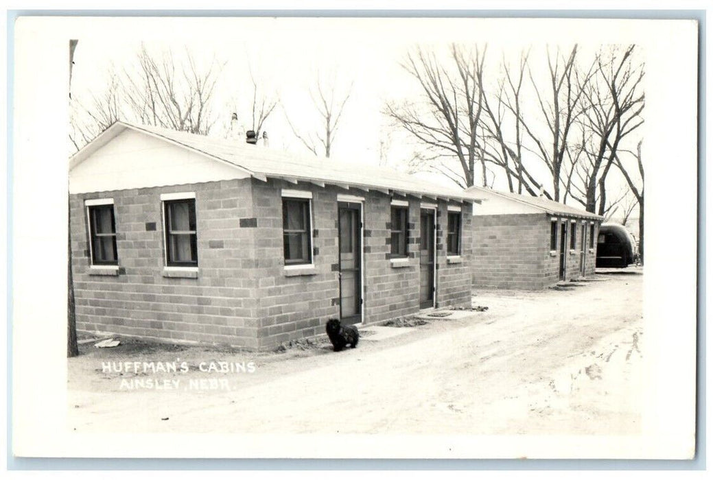 c1950's Huffman's Cabins View Ansley Nebraska NE RPPC Photo Unposted Postcard