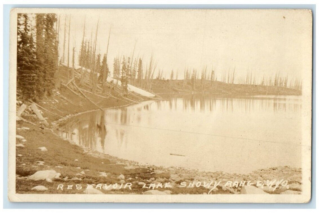 c1926 Reservoir Lake Snowy Range Wyoming WY RPPC Photo Unposted Postcard