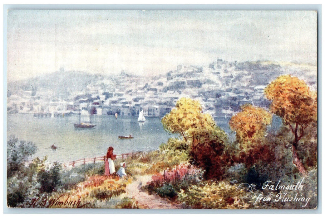 c1910 Falmouth from Flushing England Unposted Oilette Tuck Art Postcard