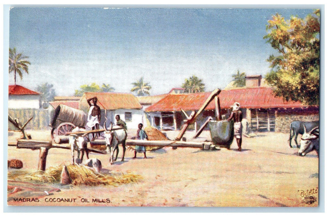 c1910 Madras Cocoanut Oil Mills Chennai India Oilette Tuck Art Postcard