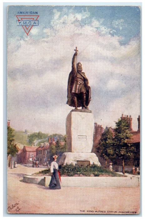 c1910 The King Alfred Statue Winchester England Oilette Tuck Art Postcard