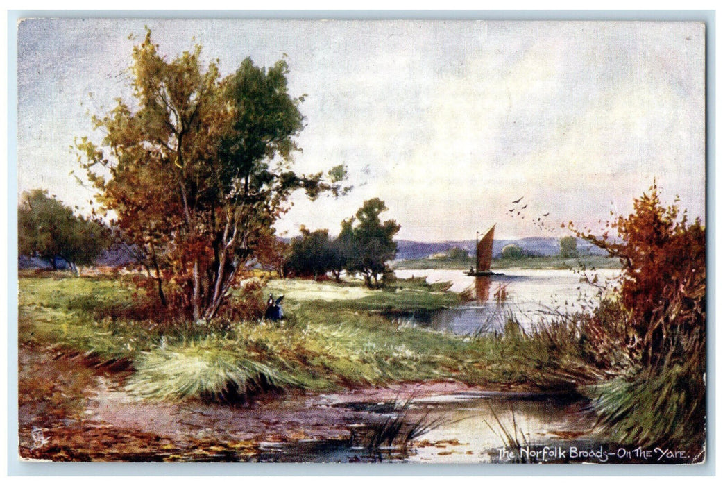 1906 The Norfolk Broads On The Yare England Posted Oilette Tuck Art Postcard