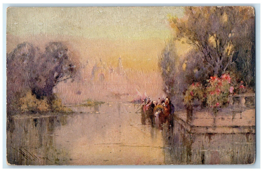 c1910 River Scene Glorious Venice Italy Embossed Oilfacsim Tuck Art Postcard