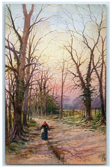 c1910 Trees Road View Picturesque Devon England Oilette Tuck Art Postcard