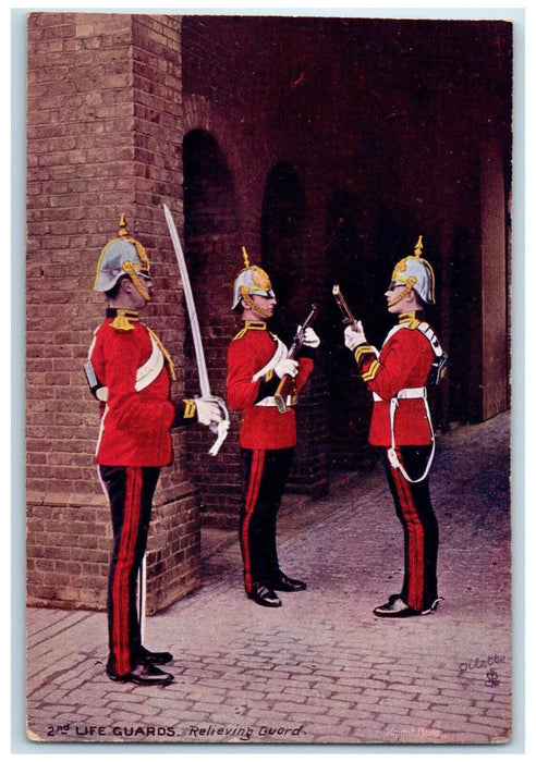 c1910 2nd Life Guards Relieving Guard United Kingdom Oilette Tuck Art Postcard