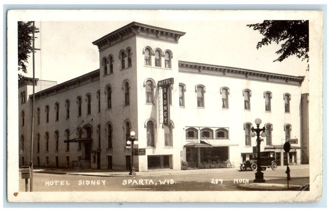 c1940's Hotel Sidney Building View Moen Sparta Wisconsin WI RPPC Photo Postcard