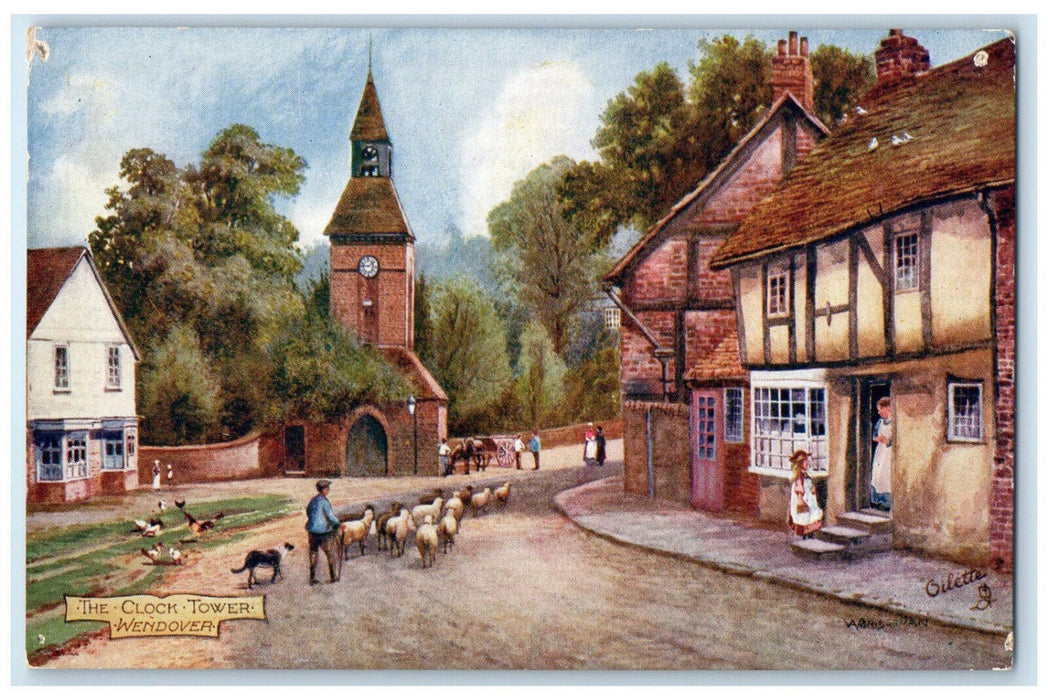 c1910 The Clock Tower Wendover Buckinghamshire England Oilette Tuck Art Postcard