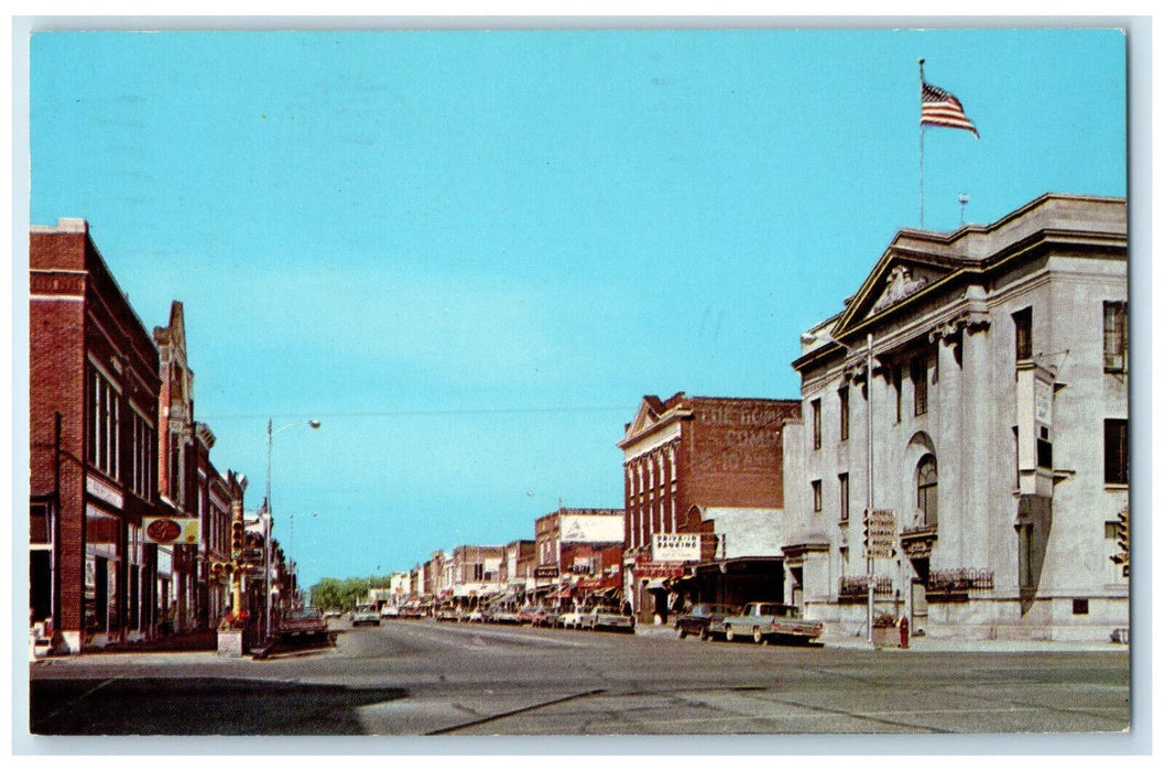 1972 View of Road Downtown Antigo Wisconsin WI Posted Vintage Postcard