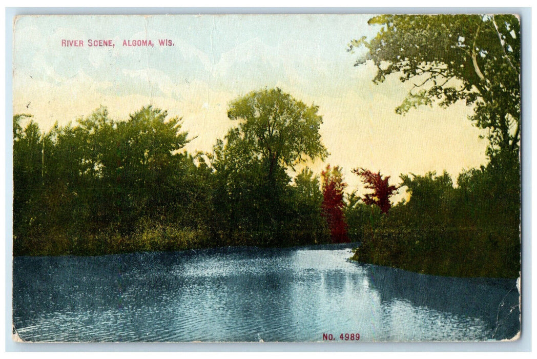 1910 View of River Scene Algoma Wisconsin WI Antique Posted Postcard