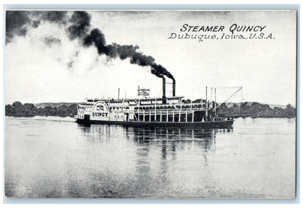 c1910's Steamer Ship Quincy Dubuque Iowa IA USA Unposted Antique Postcard