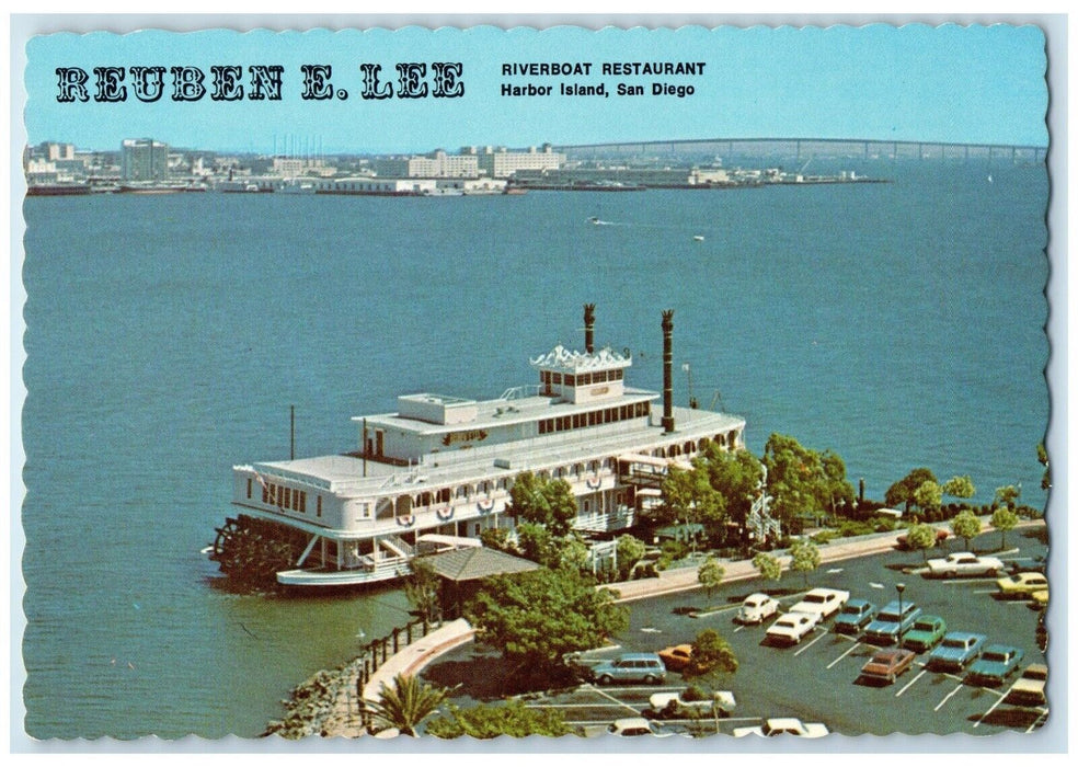 c1950's Reuben E. Lee Riverboat Restaurant Harbor Island San Diego CA Postcard
