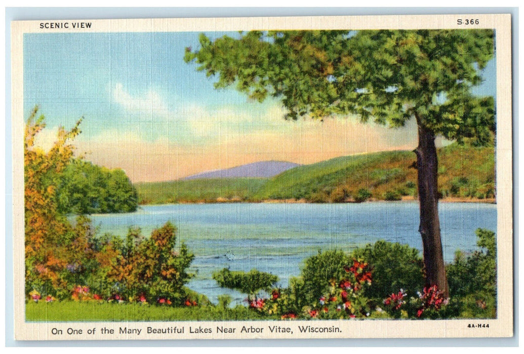 1945 One of Many Beautiful Lakes Arbor Vitae Wisconsin WI Posted Postcard